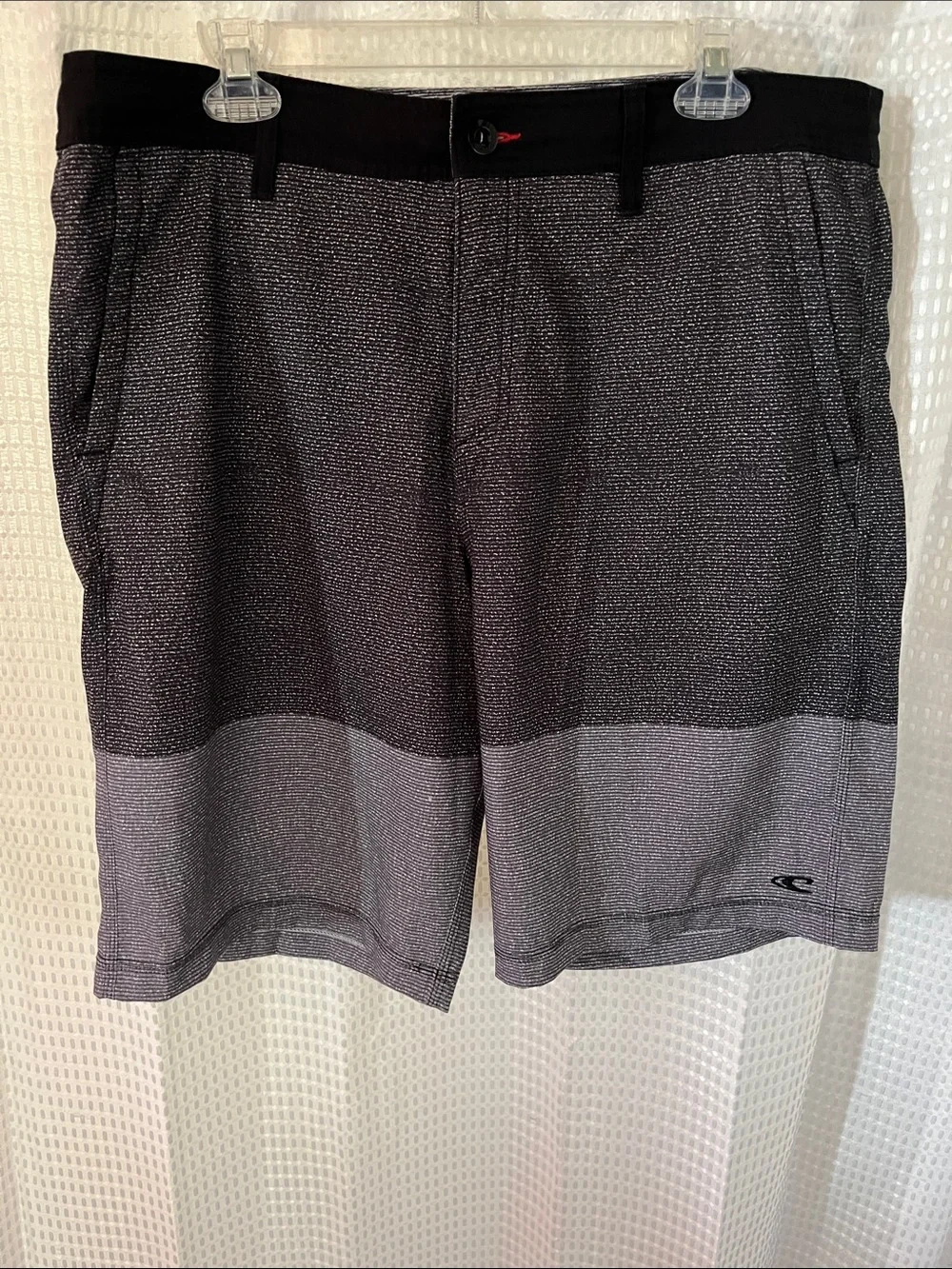 O'Neill Hybrid Stretch Walk Shorts Gray Black Stripe Size 36 Performance